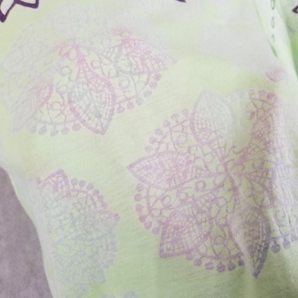 Free People Top Women L Green Burnout Floral Printed Lounge Long Sleeve Boho Tee - Picture 3 of 10